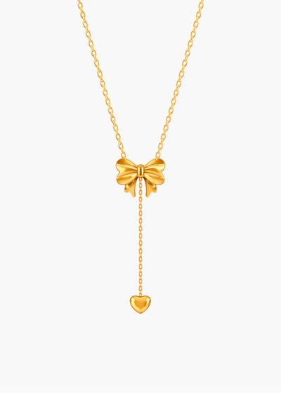 Crystal Bow Lariat Necklace