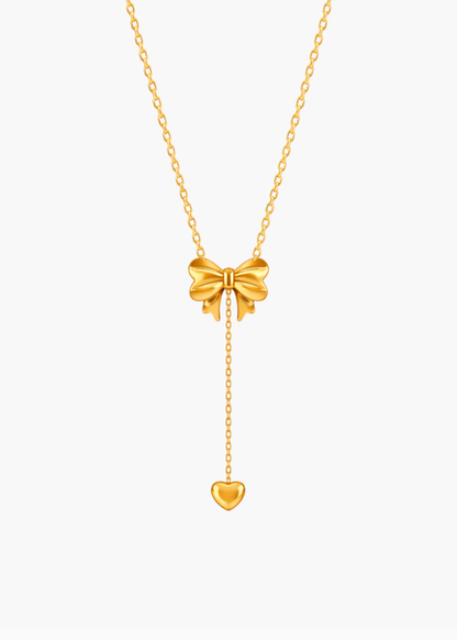 18K Gold Plated Sweetheart Bow Necklace