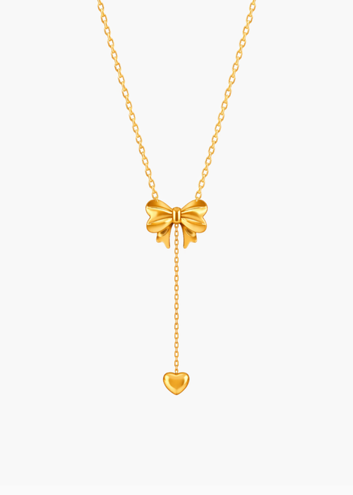 Crystal Bow Lariat Necklace