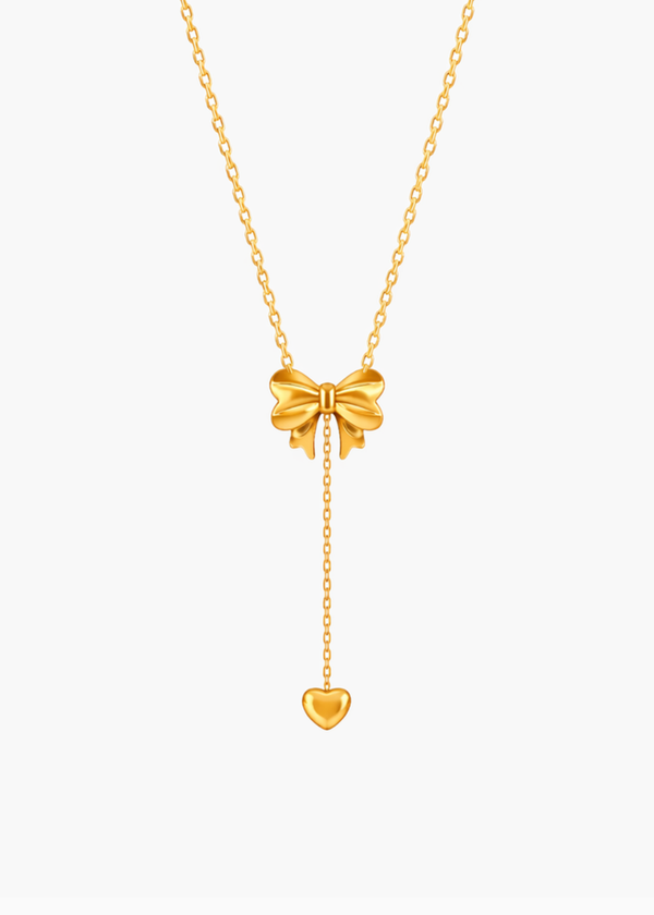 Crystal Bow Lariat Necklace