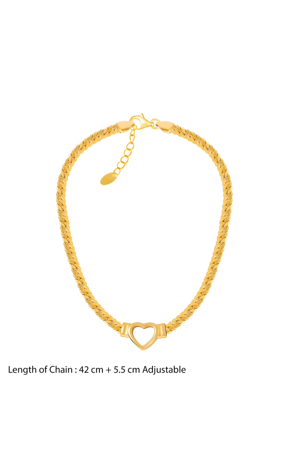 18K Gold Plated Chain Hollow Heart Choker Necklace