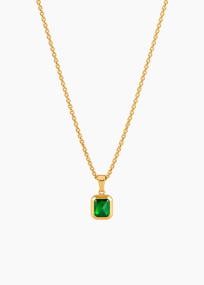 Emerald Rectangle Pendant Necklace