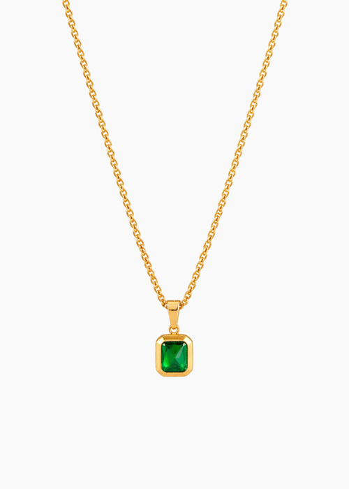 Emerald Rectangle Pendant Necklace