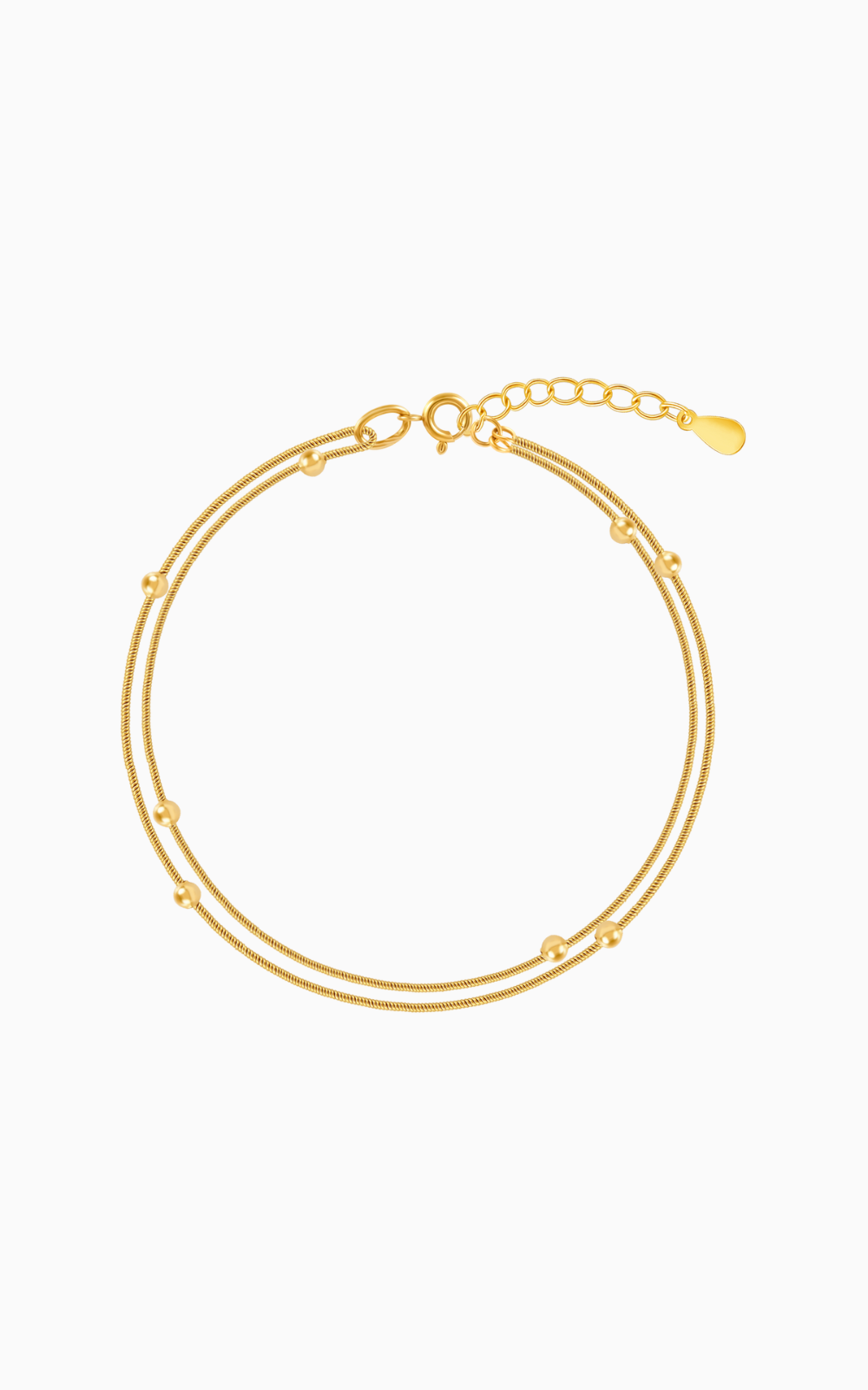 18K Gold Plated Golden Whispers Layered Beaded Snake Chain Bracelet