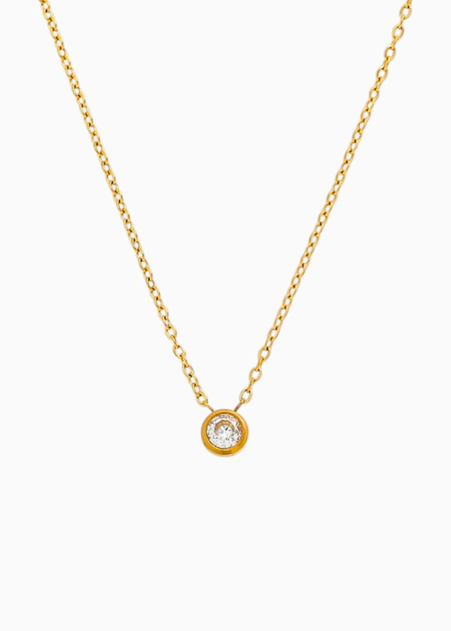 Round White Bezel Necklace