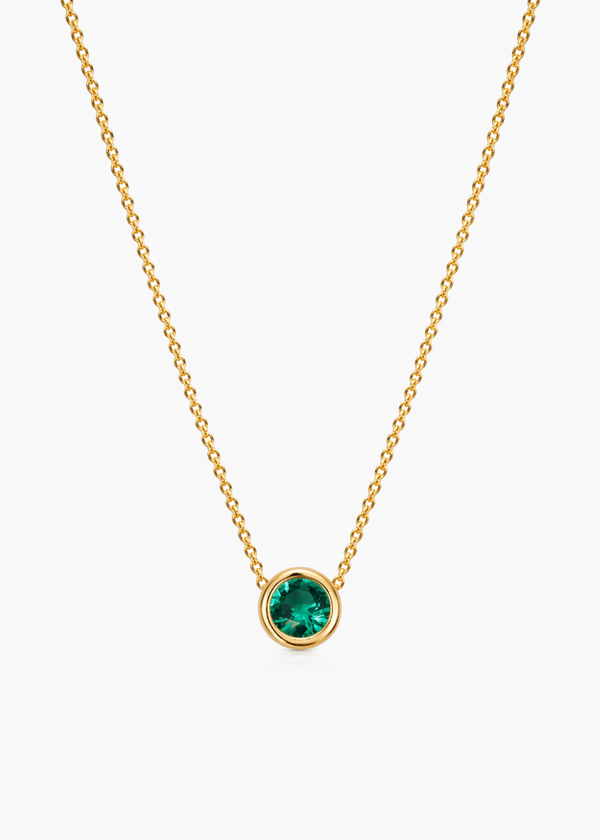 Round Green Bezel Necklace