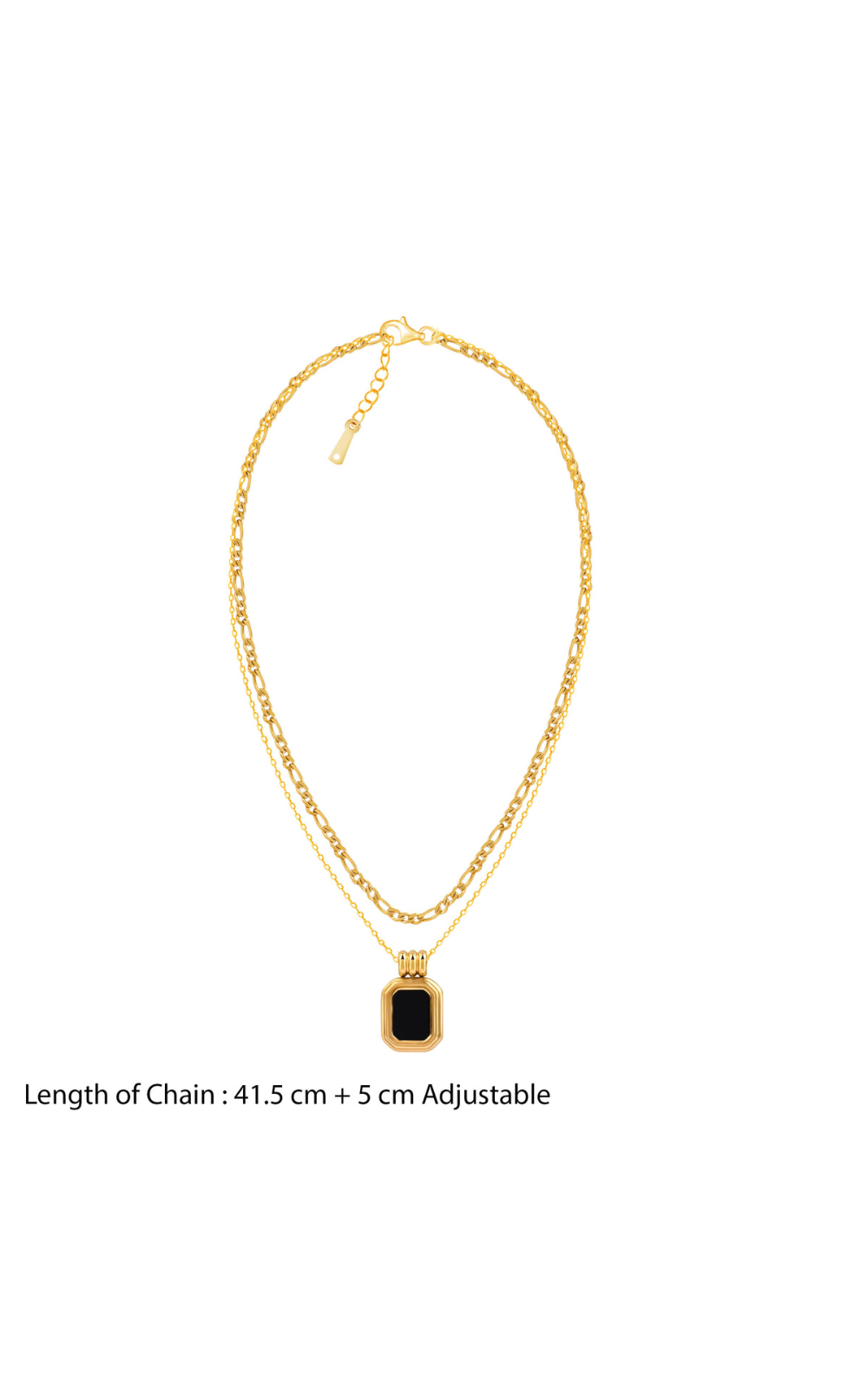 18K Gold Plated Black Onyx Double Layered Necklace