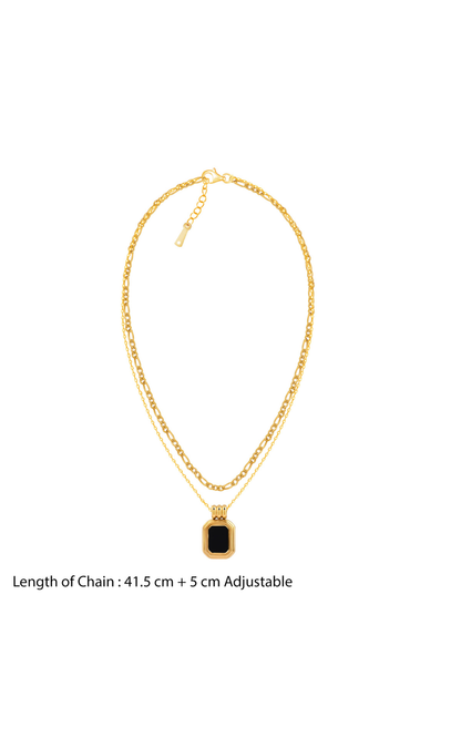 18K Gold Plated Black Onyx Double Layered Necklace