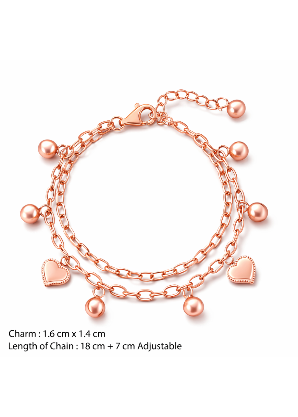 Layered Heart Bracelet Rose Gold
