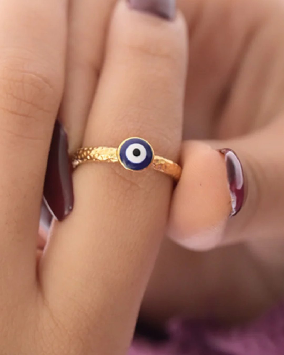 18K Gold Plated Enamel Evil Eye Ring