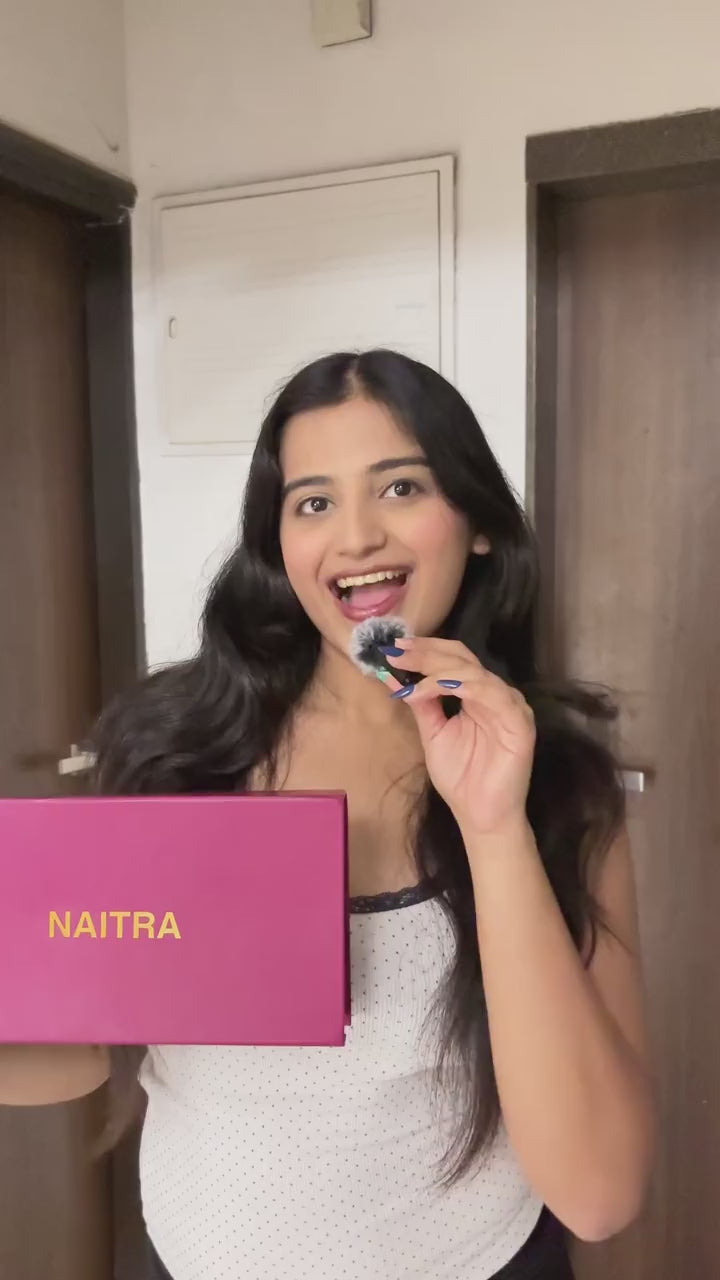 NAITRA gift box unboxing reel with heart charm layer bracelet, huggie earrings and crystal cuff styling