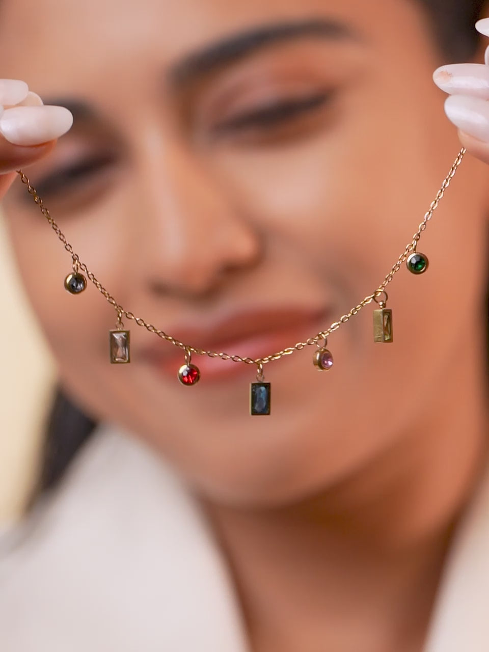 18K Gold Plated Golden Glow Multi Color Charms Bracelet