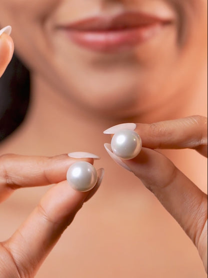 18K Gold Plated Classic Big Pearl Stud Earrings