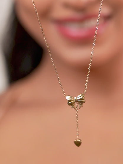 18K Gold Plated Sweetheart Bow Necklace