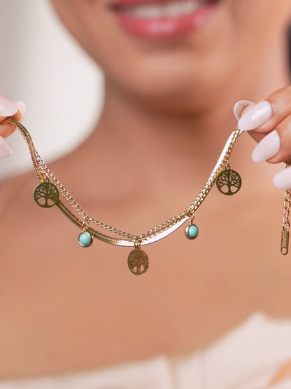 18K Gold Plated Layered Charm Bracelet