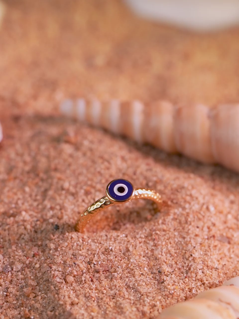 18K Gold Plated Enamel Evil Eye Ring