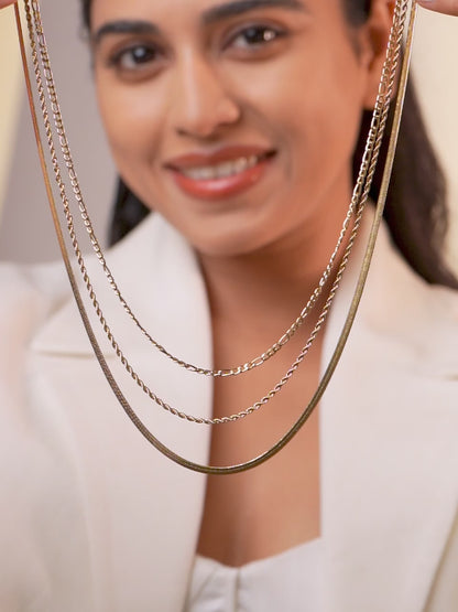 Three Layer Necklace Figaro, Rope &amp; Snake Chains