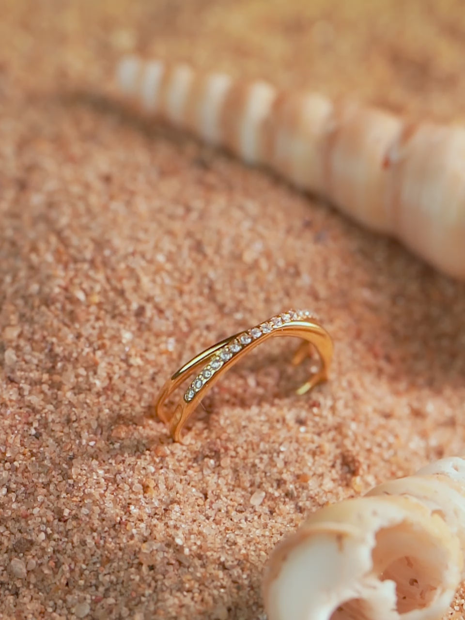 18K Gold Plated Intertwined CZ Band Ring