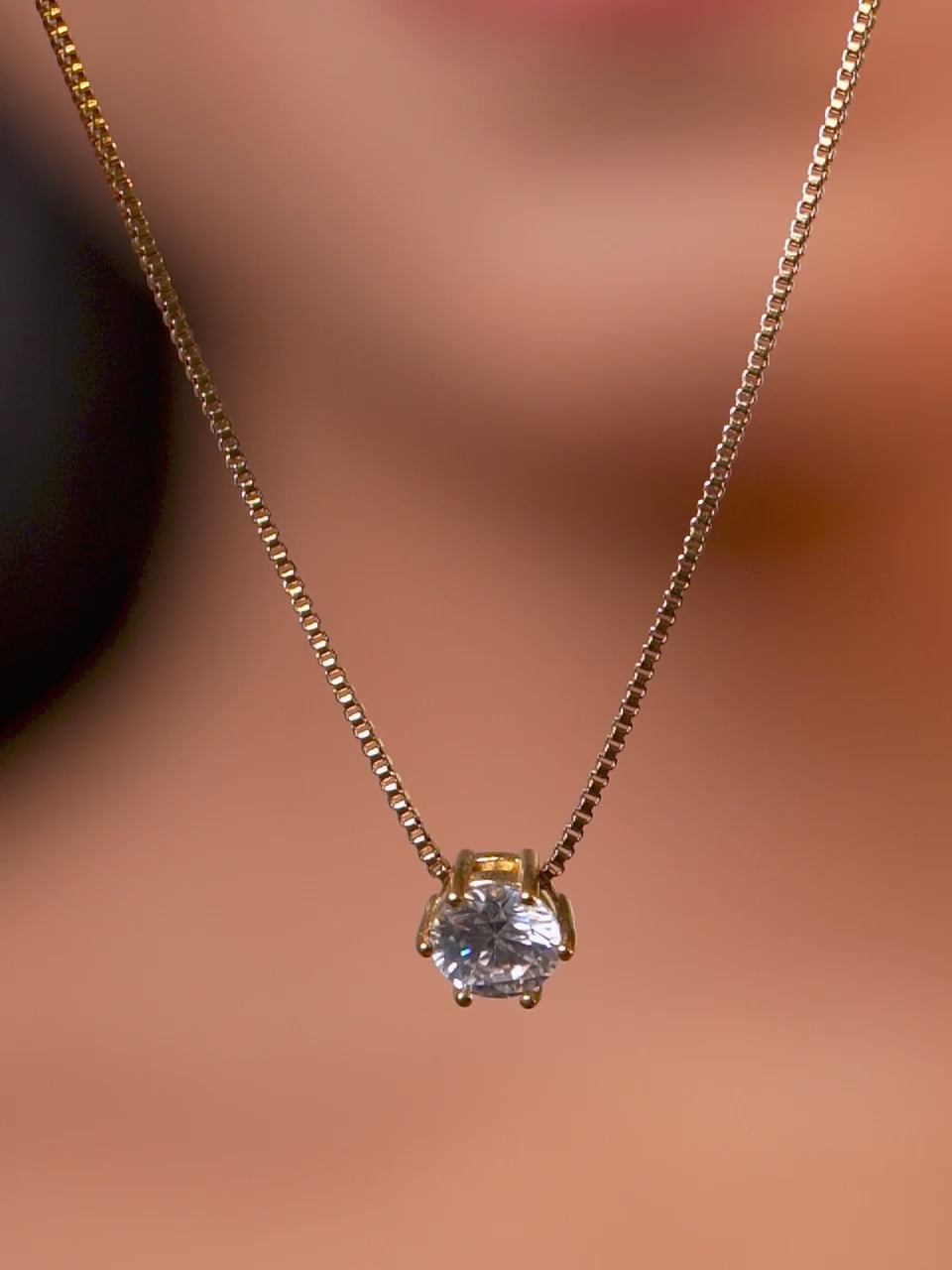 18K Gold Plated Wrapped with Love Solitaire Statement Necklace