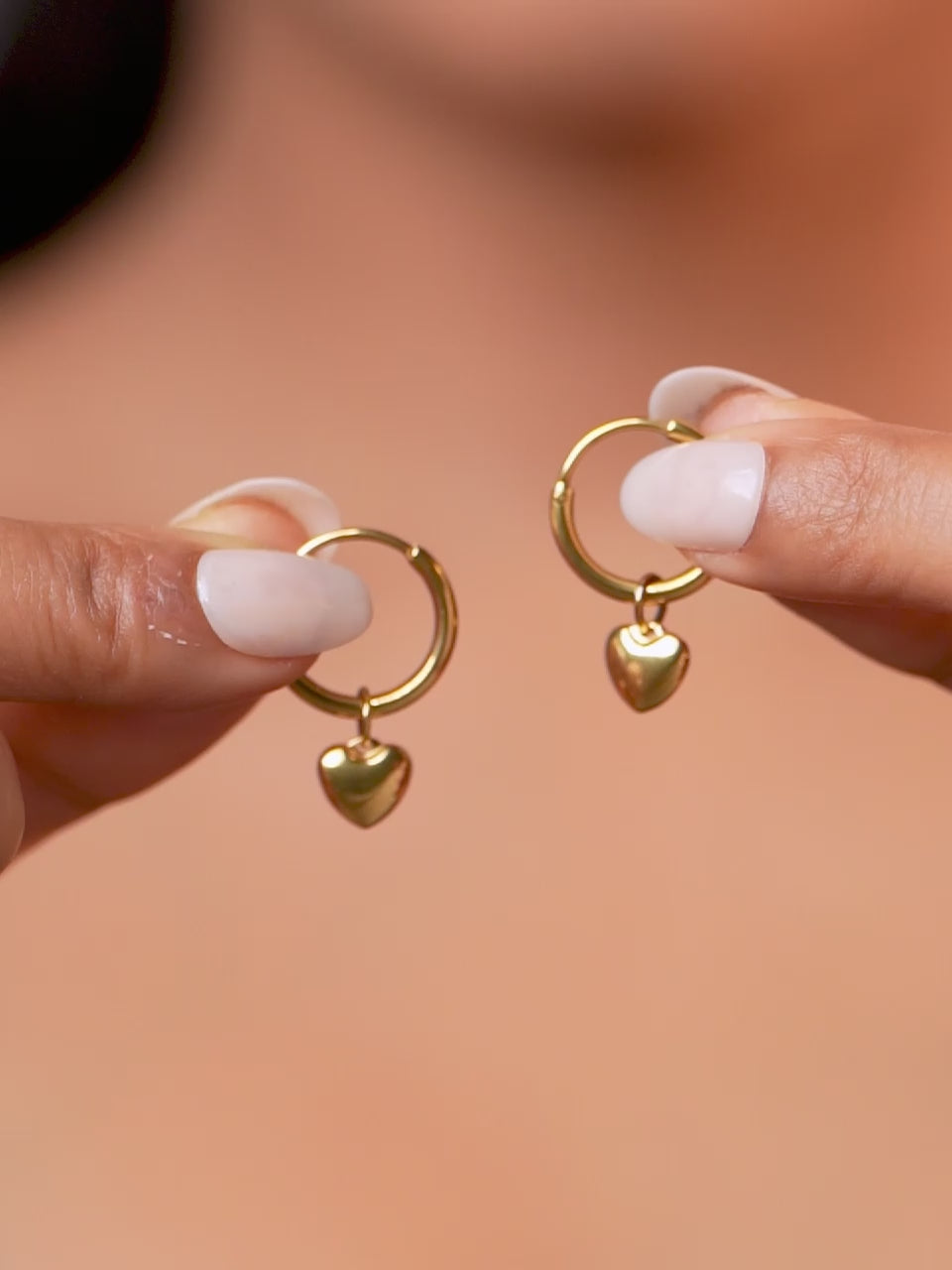 18K Gold Plated Golden Embrace Heart Drop Huggie Earrings