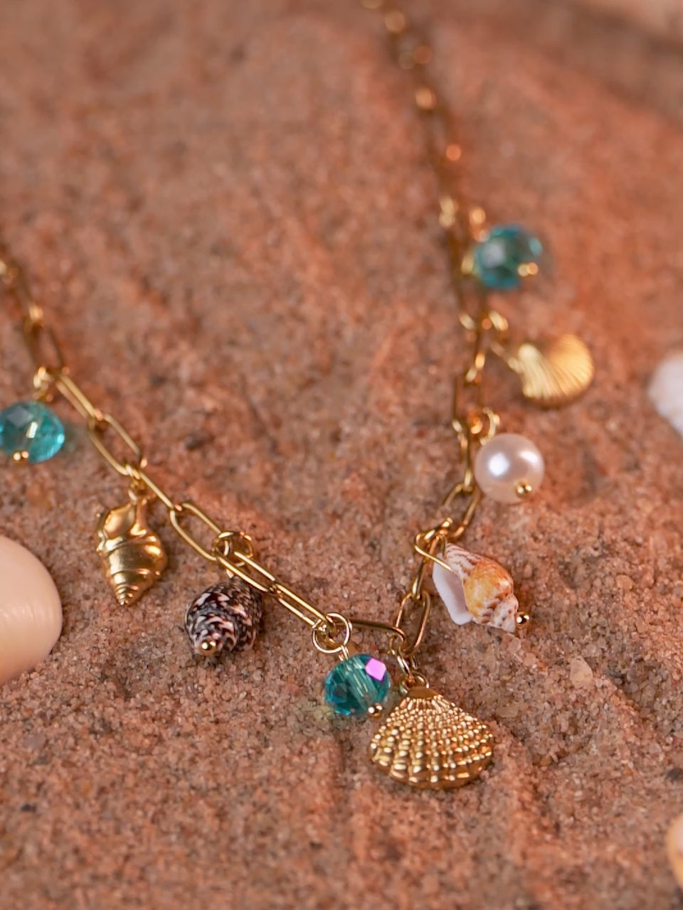 18K Gold Plated Beach Charm Shell Necklace