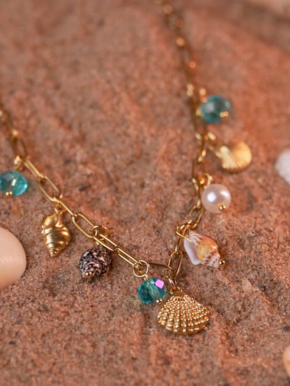 18K Gold Plated Beach Charm Shell Necklace
