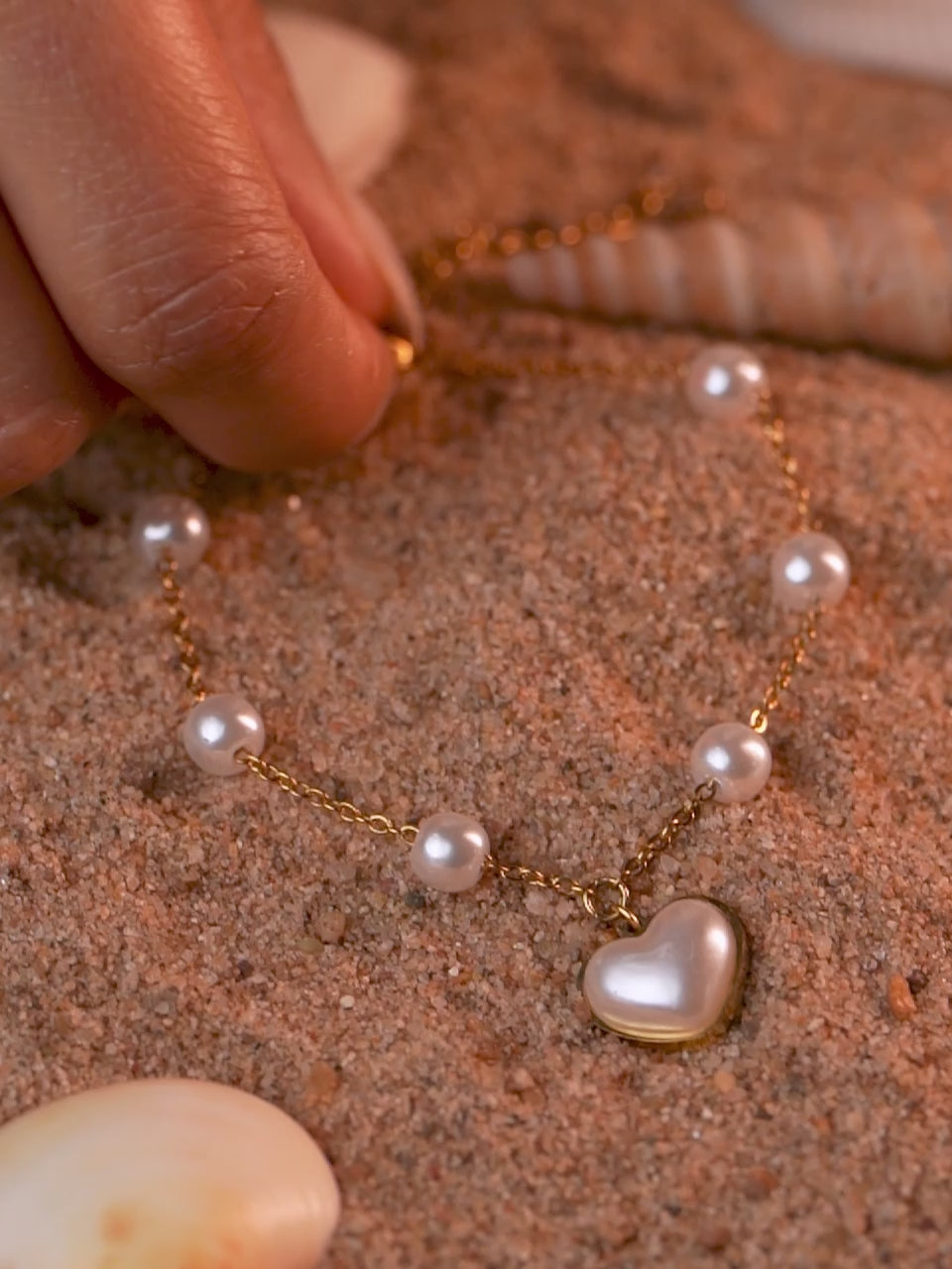 18K Gold Plated Pearl Heart Bracelet