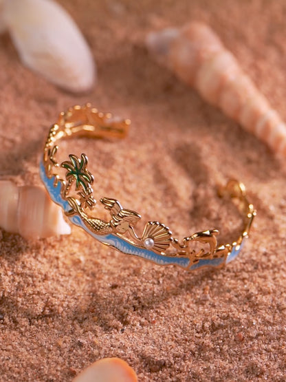 18K Gold Plated Beach Motif 18K Gold Plated Cuff Bracelet